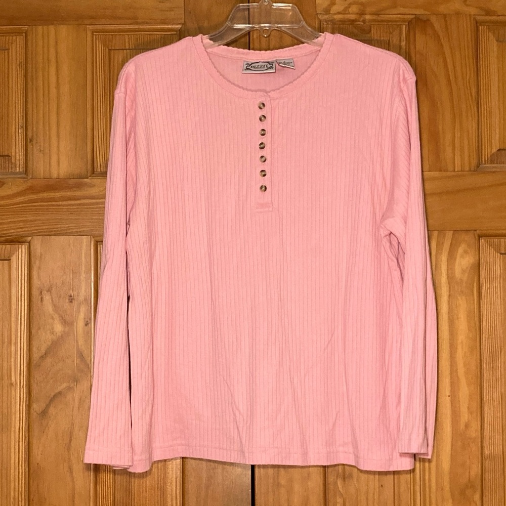 NWOT Bizzit Collection Vintage 80s 90s Top Long Sleeve Blouse Pink Size L Large